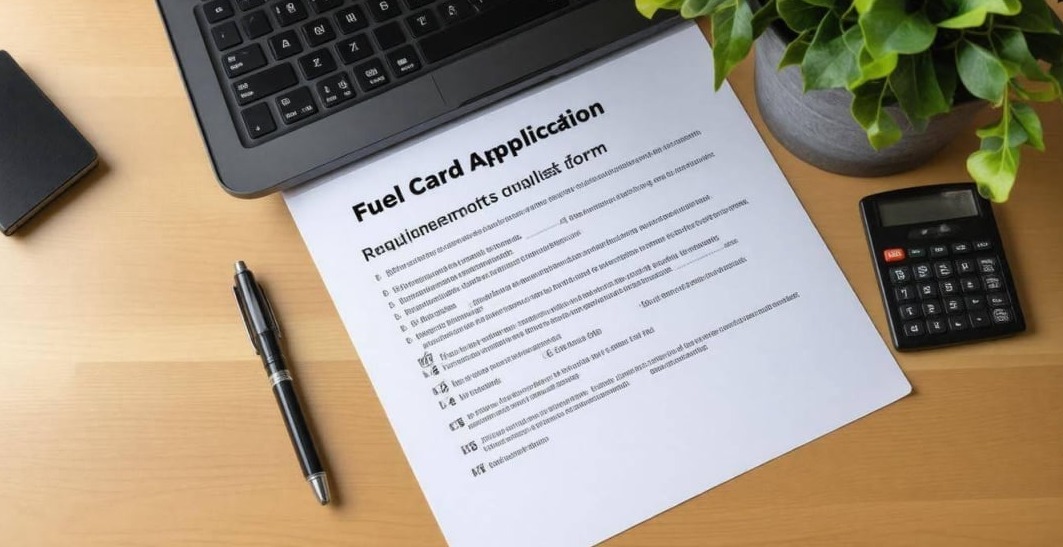 fuel cards application form on business laptop screen