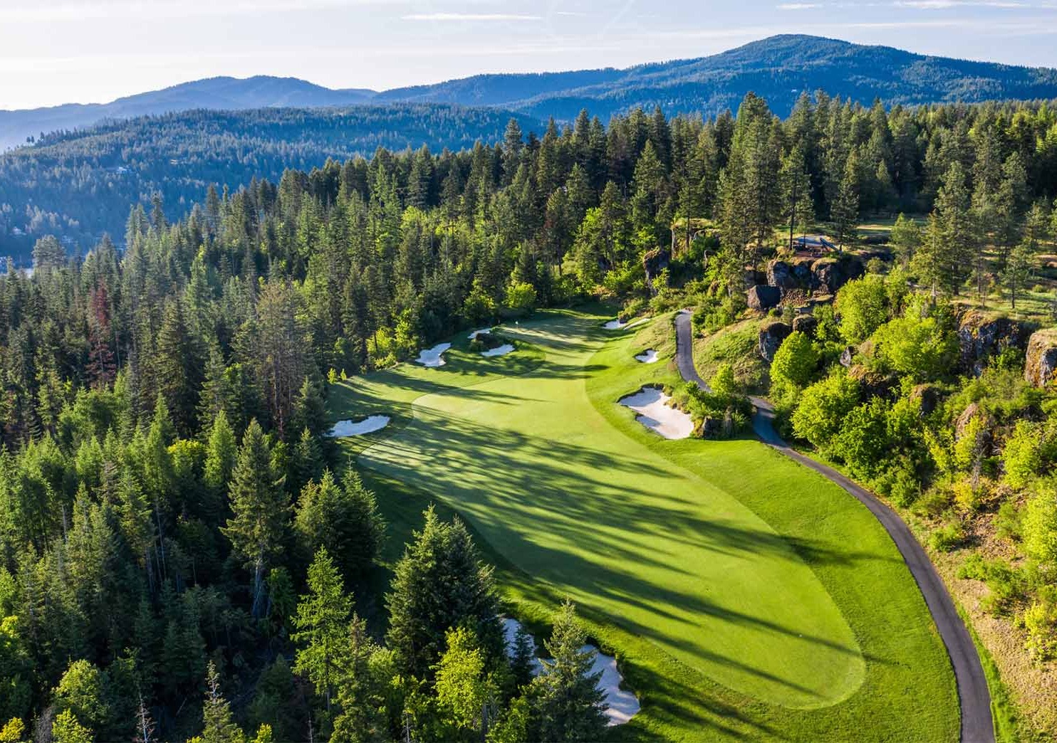 Scenic golfing in Idaho at Sun Valley Resort with mountain backdrop