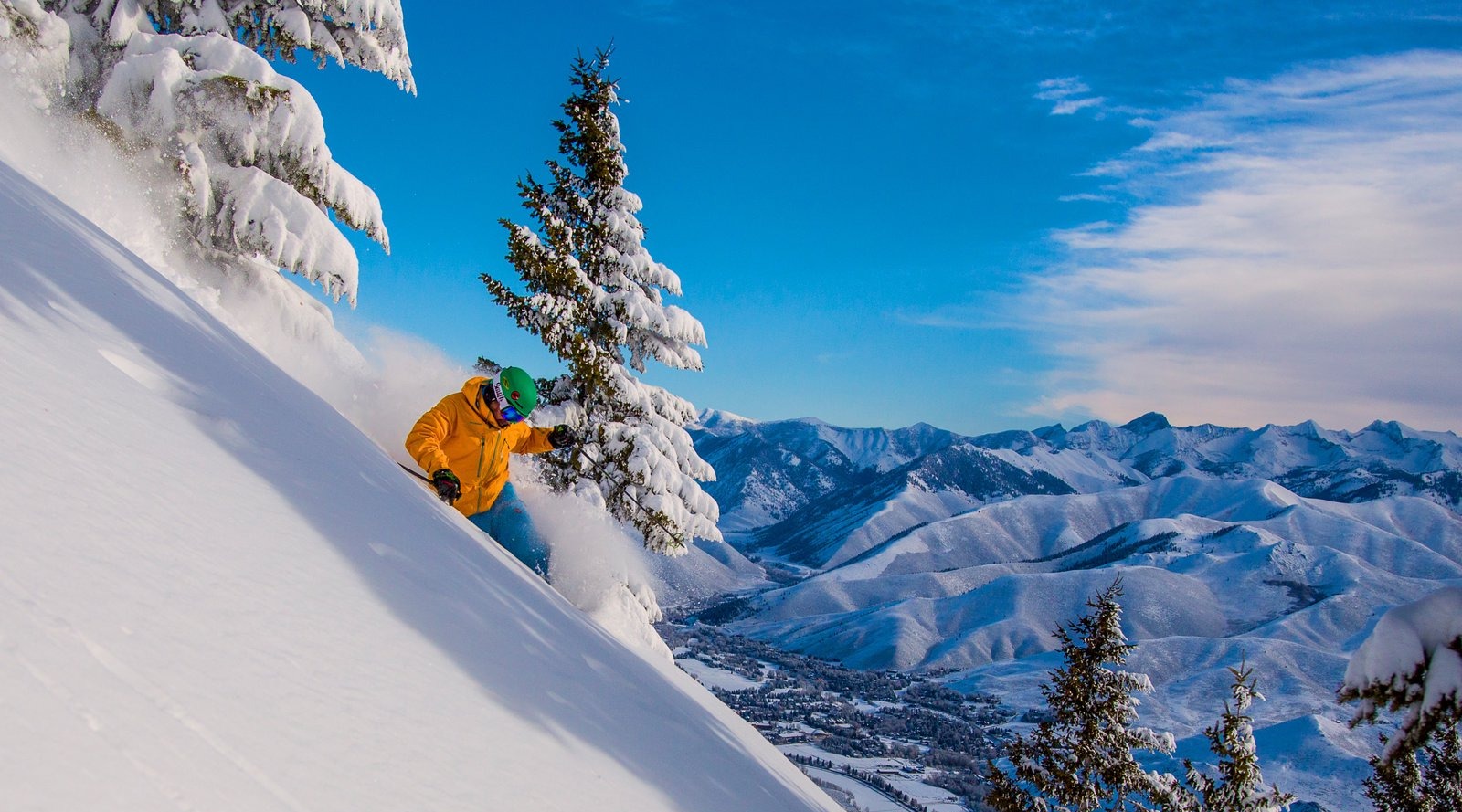 Skiing in Idaho at Grand Targhee with fresh powder snow
