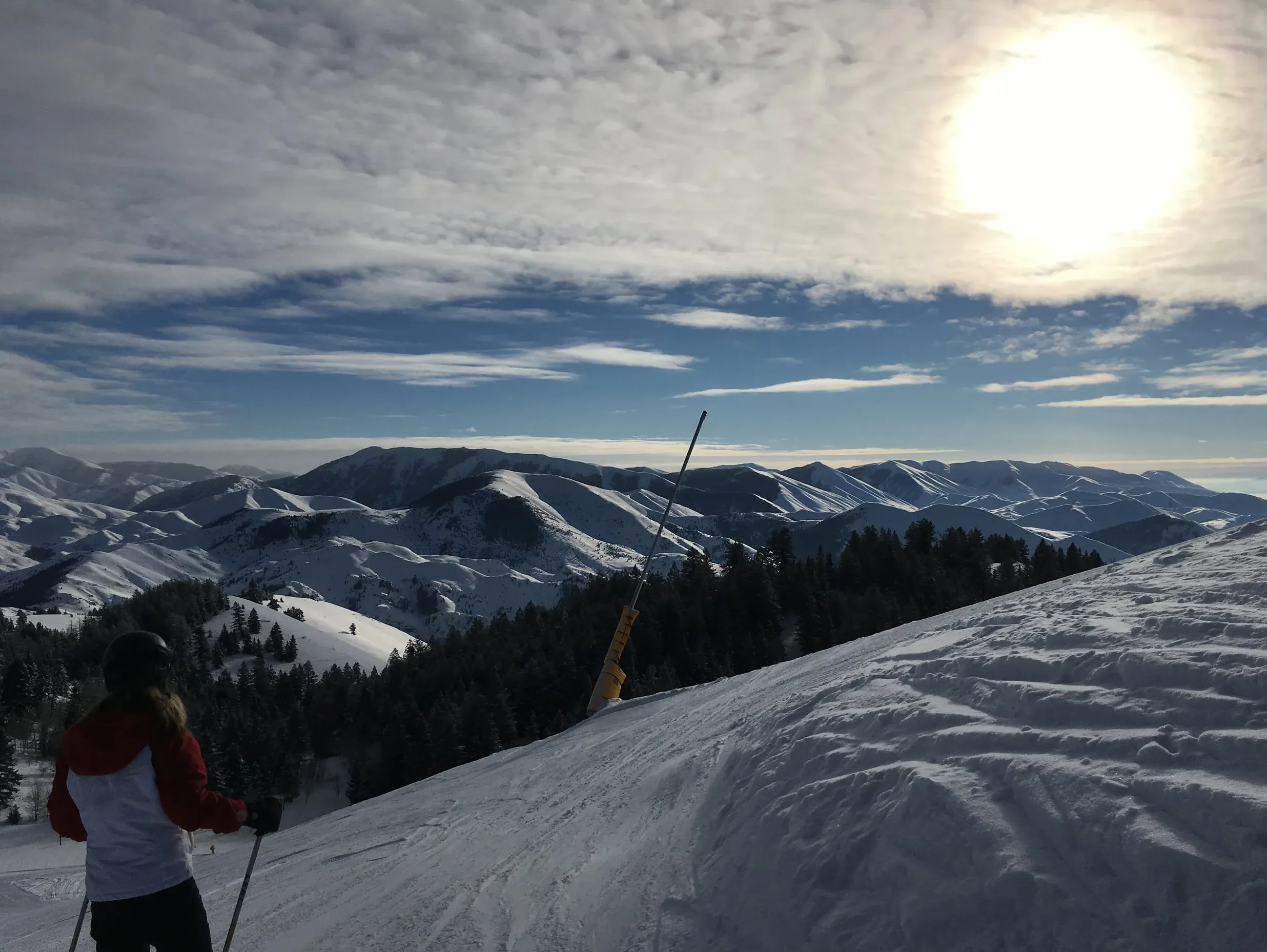 Family enjoying skiing in Idaho’s scenic mountain slopes