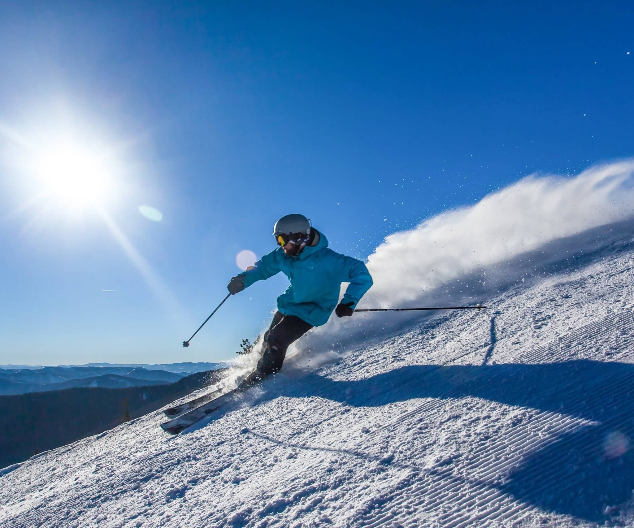 Skiing in Idaho at Sun Valley Resort with panoramic mountain views